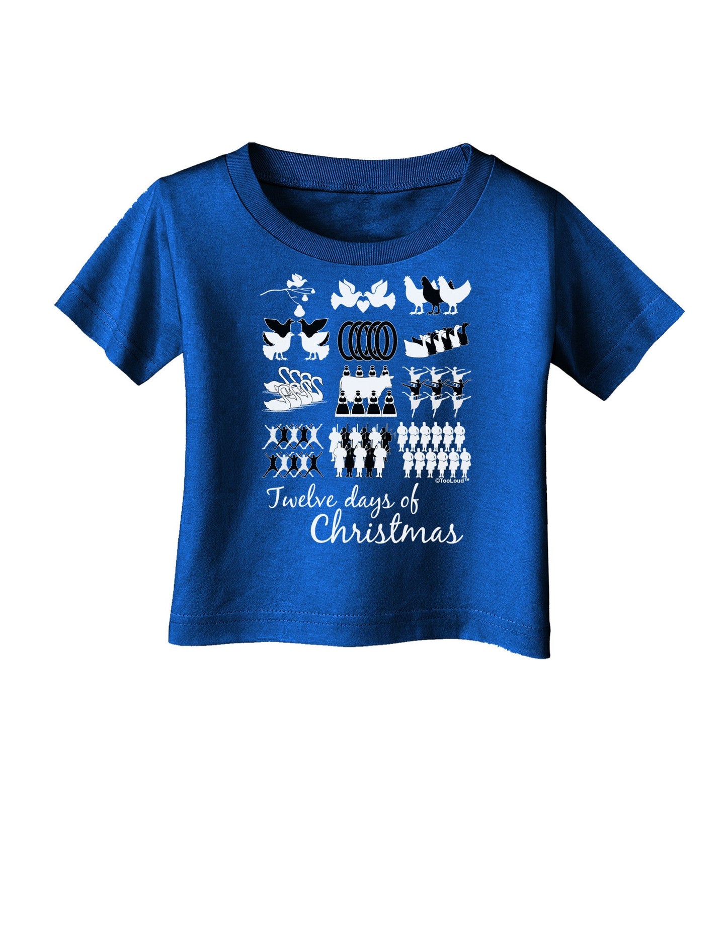 TooLoud Twelve Days of Christmas Text Infant T-Shirt Dark-Infant T-Shirt-TooLoud-Royal-Blue-06-Months-Davson Sales