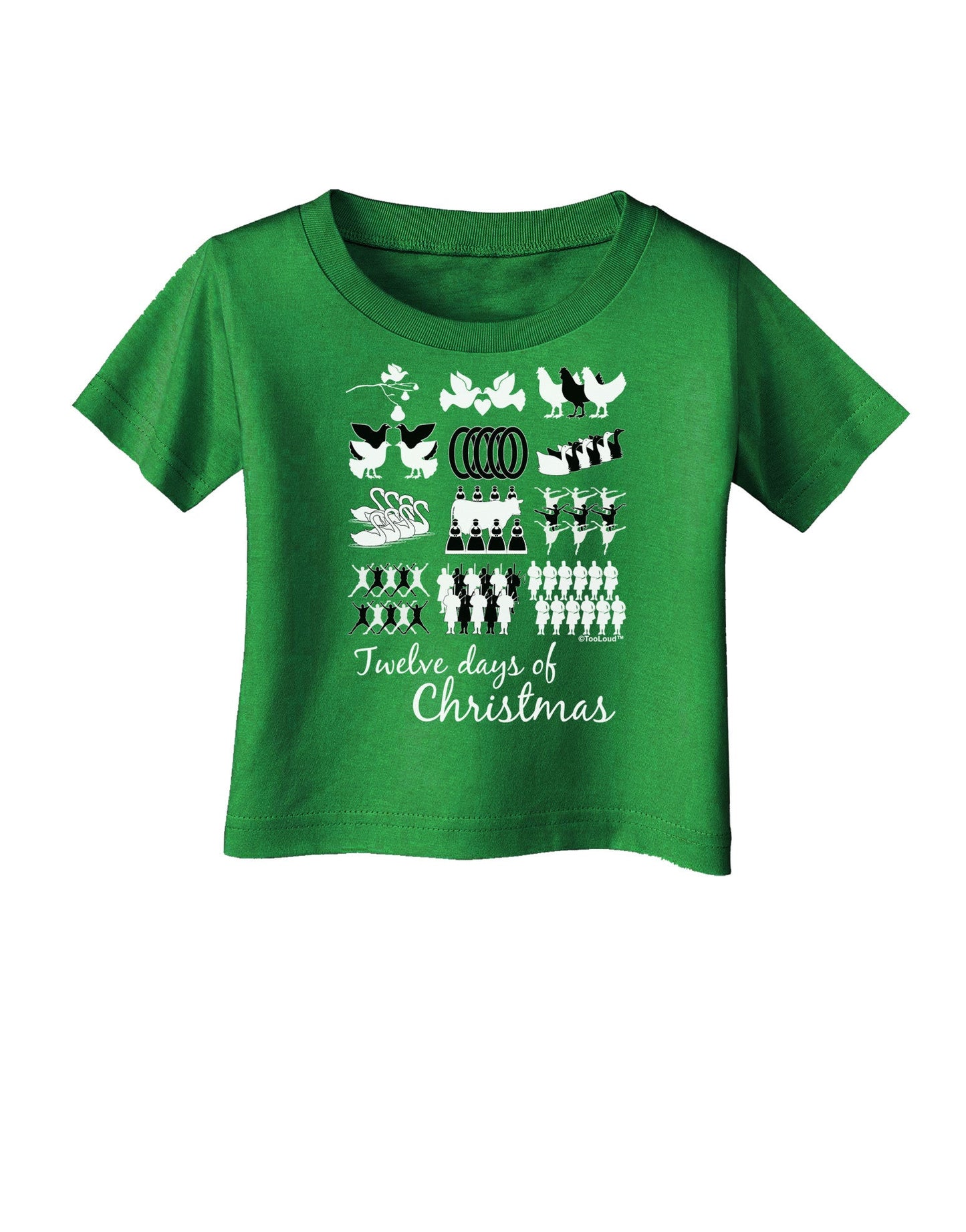 TooLoud Twelve Days of Christmas Text Infant T-Shirt Dark-Infant T-Shirt-TooLoud-Clover-Green-06-Months-Davson Sales