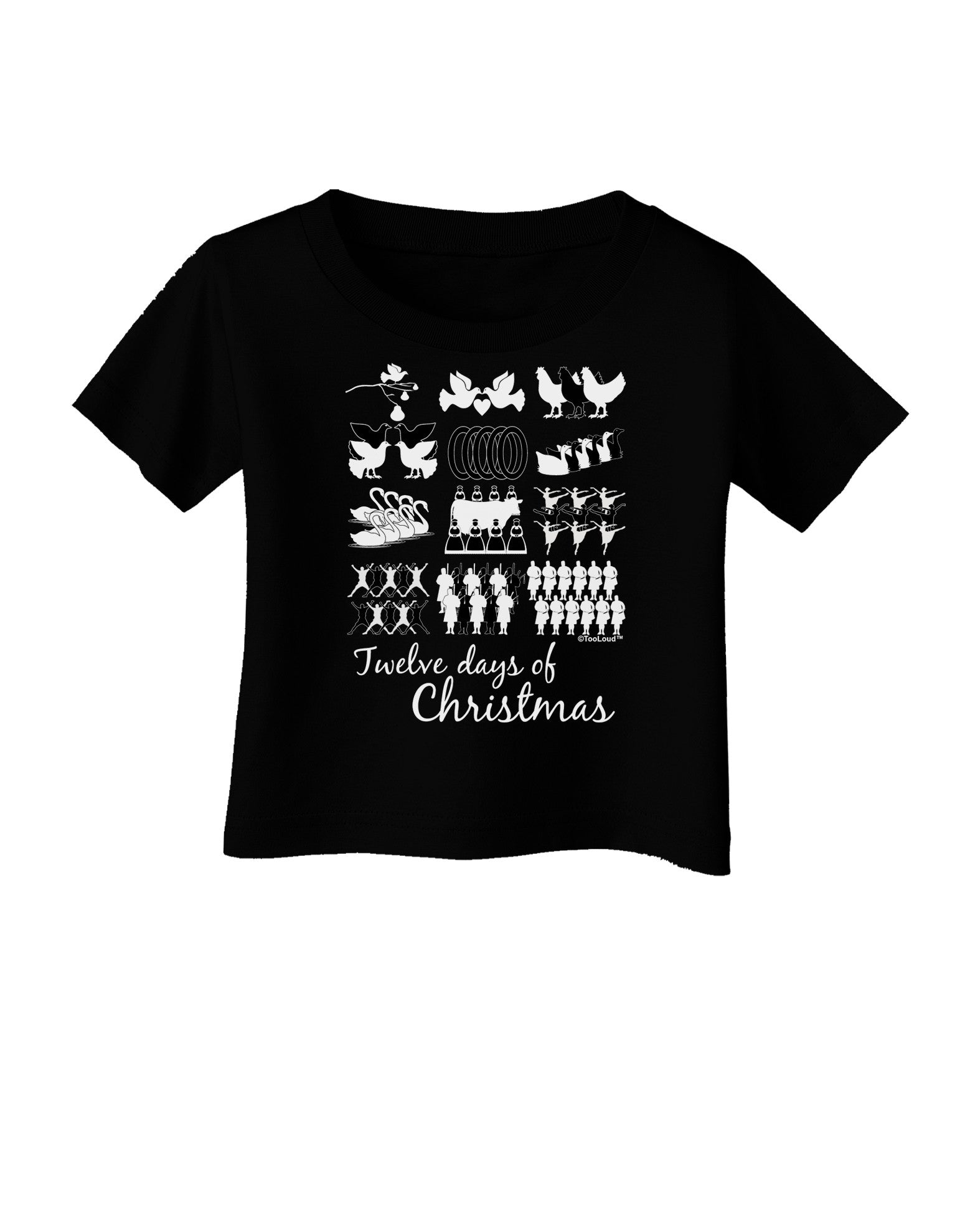 TooLoud Twelve Days of Christmas Text Infant T-Shirt Dark-Infant T-Shirt-TooLoud-Black-06-Months-Davson Sales
