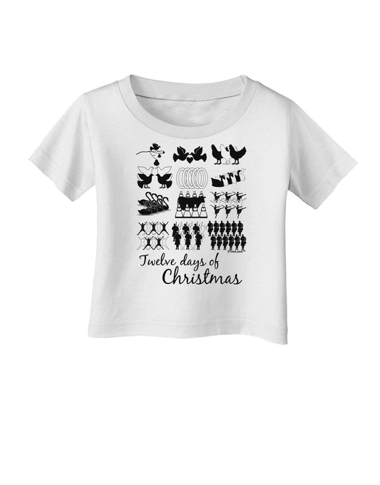 TooLoud Twelve Days of Christmas Text Infant T-Shirt-Infant T-Shirt-TooLoud-White-06-Months-Davson Sales