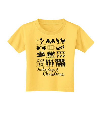 TooLoud Twelve Days of Christmas Text Toddler T-Shirt-Toddler T-Shirt-TooLoud-Yellow-2T-Davson Sales