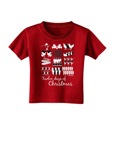 TooLoud Twelve Days of Christmas Text Toddler T-Shirt Dark-Toddler T-Shirt-TooLoud-Red-2T-Davson Sales