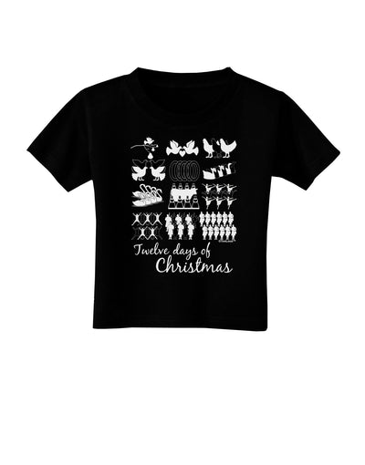 TooLoud Twelve Days of Christmas Text Toddler T-Shirt Dark-Toddler T-Shirt-TooLoud-Black-2T-Davson Sales