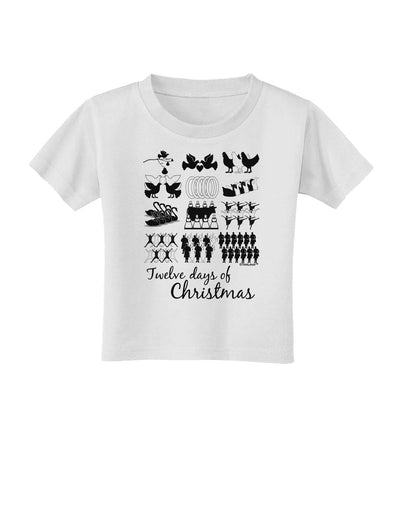 TooLoud Twelve Days of Christmas Text Toddler T-Shirt-Toddler T-Shirt-TooLoud-White-2T-Davson Sales