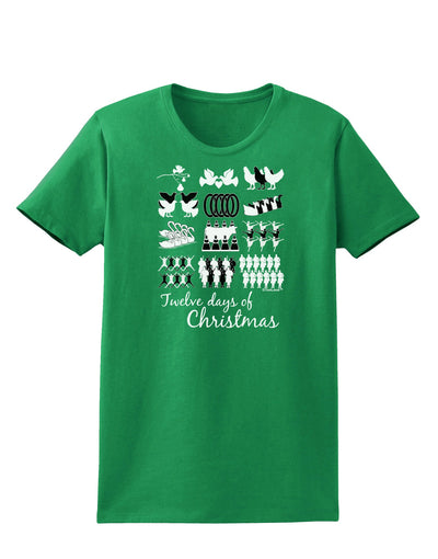 TooLoud Twelve Days of Christmas Text Womens Dark T-Shirt-TooLoud-Kelly-Green-X-Small-Davson Sales