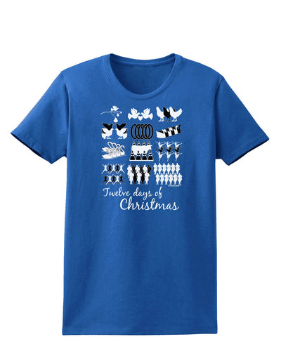 TooLoud Twelve Days of Christmas Text Womens Dark T-Shirt-TooLoud-Royal-Blue-X-Small-Davson Sales