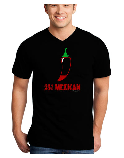 TooLoud Twenty-Five Percent Mexican Adult Dark V-Neck T-Shirt-TooLoud-Black-Small-Davson Sales