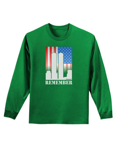 TooLoud Twin Towers Remember Adult Long Sleeve Dark T-Shirt-TooLoud-Kelly-Green-Small-Davson Sales