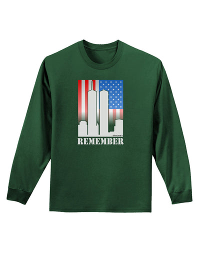 TooLoud Twin Towers Remember Adult Long Sleeve Dark T-Shirt-TooLoud-Dark-Green-Small-Davson Sales