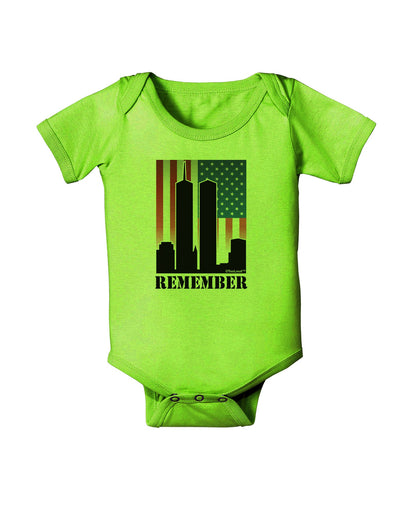 TooLoud Twin Towers Remember Baby Romper Bodysuit-Baby Romper-TooLoud-Lime-06-Months-Davson Sales