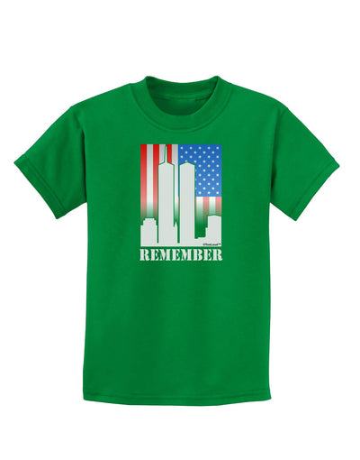 TooLoud Twin Towers Remember Childrens Dark T-Shirt-Childrens T-Shirt-TooLoud-Kelly-Green-X-Small-Davson Sales