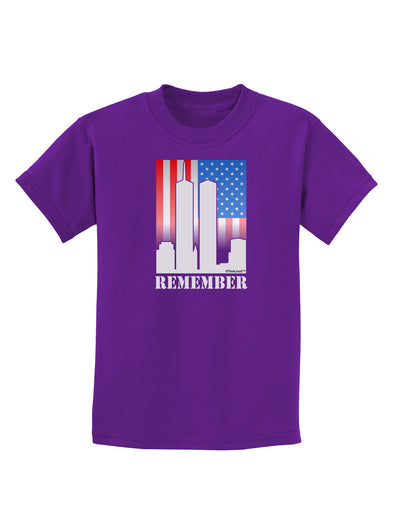 TooLoud Twin Towers Remember Childrens Dark T-Shirt-Childrens T-Shirt-TooLoud-Purple-X-Small-Davson Sales