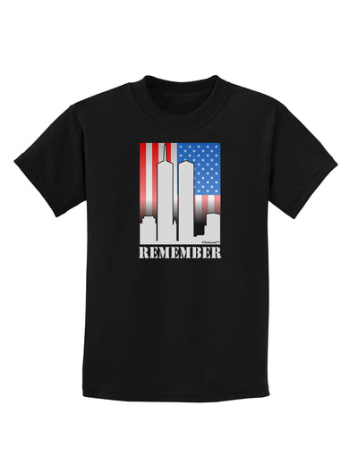 TooLoud Twin Towers Remember Childrens Dark T-Shirt-Childrens T-Shirt-TooLoud-Black-X-Small-Davson Sales