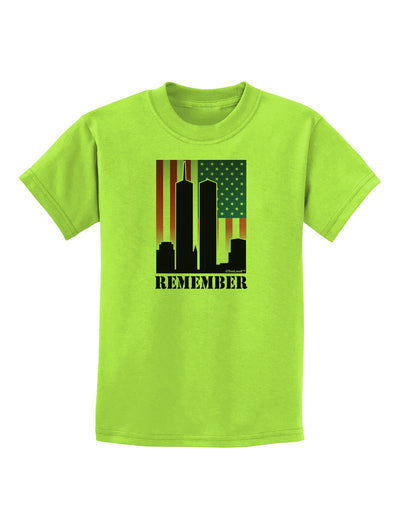 TooLoud Twin Towers Remember Childrens T-Shirt-Childrens T-Shirt-TooLoud-Lime-Green-X-Small-Davson Sales