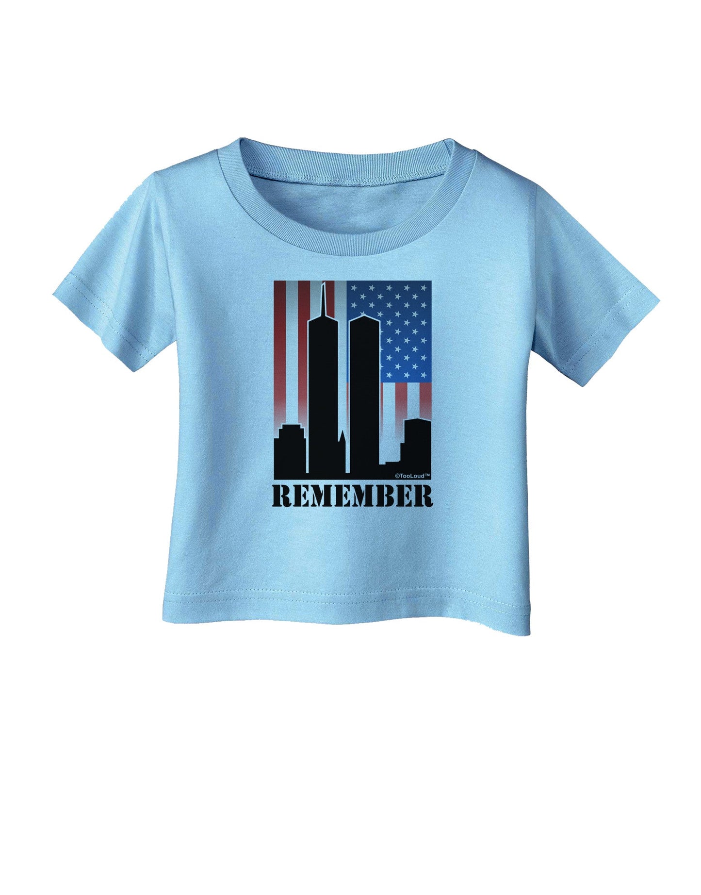 TooLoud Twin Towers Remember Infant T-Shirt-Infant T-Shirt-TooLoud-Aquatic-Blue-06-Months-Davson Sales