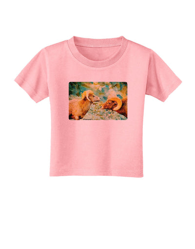 TooLoud Two Bighorn Rams Watercolor Toddler T-Shirt-Toddler T-Shirt-TooLoud-Candy-Pink-2T-Davson Sales