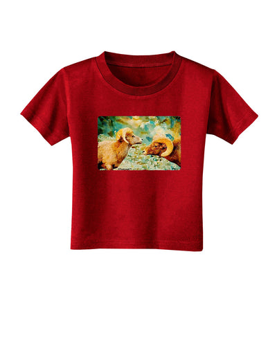 TooLoud Two Bighorn Rams Watercolor Toddler T-Shirt Dark-Toddler T-Shirt-TooLoud-Red-2T-Davson Sales