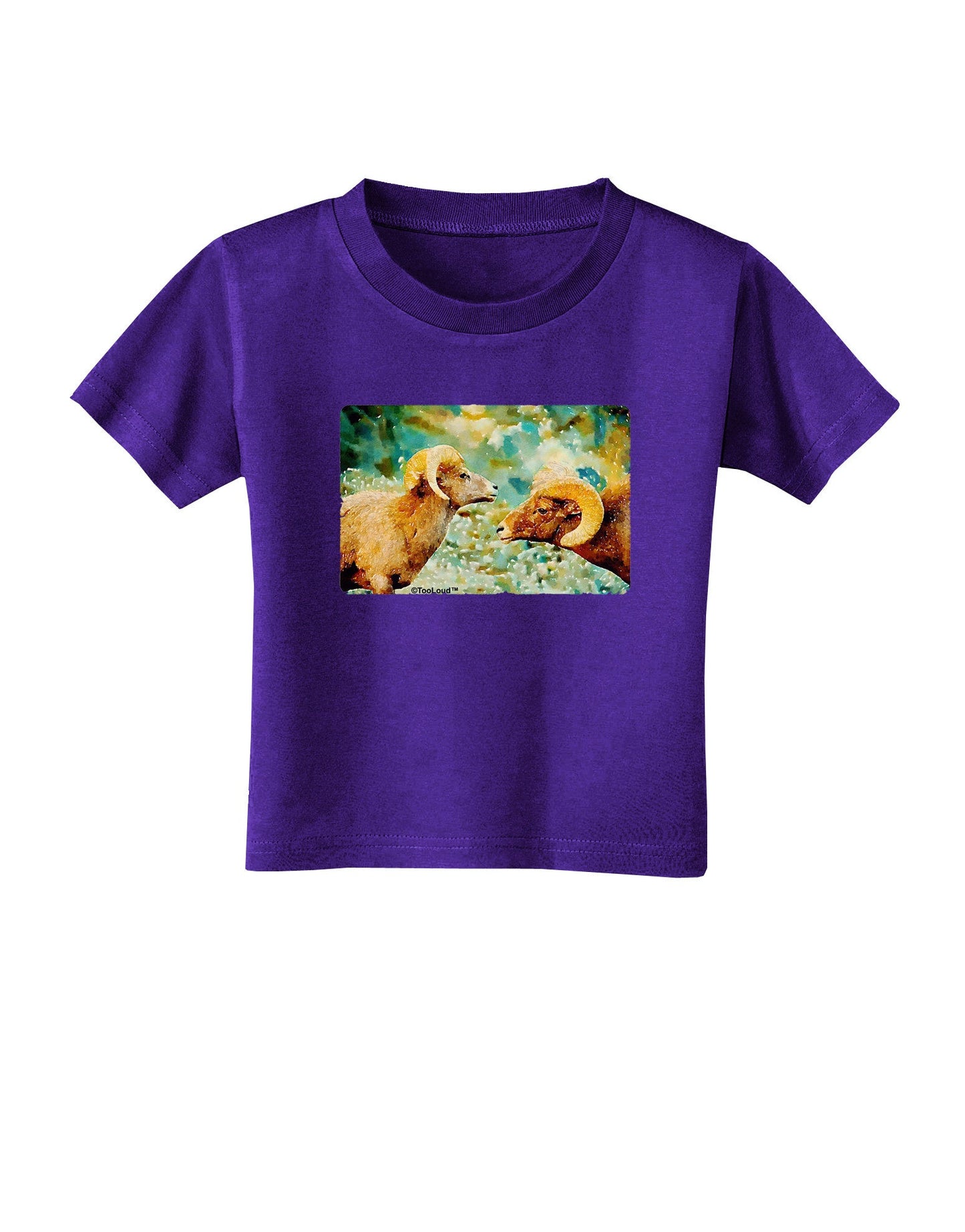 TooLoud Two Bighorn Rams Watercolor Toddler T-Shirt Dark-Toddler T-Shirt-TooLoud-Purple-2T-Davson Sales