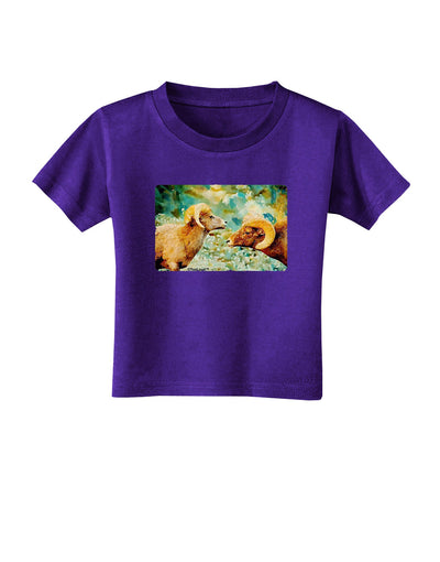 TooLoud Two Bighorn Rams Watercolor Toddler T-Shirt Dark-Toddler T-Shirt-TooLoud-Purple-2T-Davson Sales