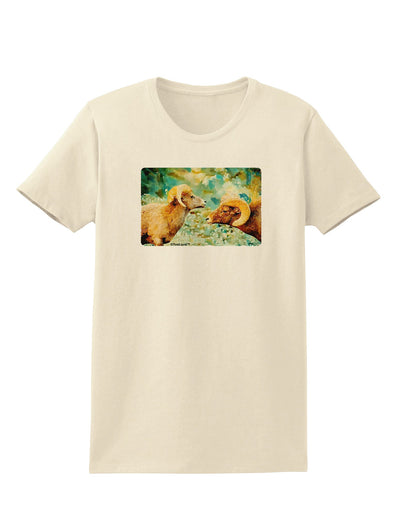 TooLoud Two Bighorn Rams Watercolor Womens T-Shirt-Womens T-Shirt-TooLoud-Natural-X-Small-Davson Sales