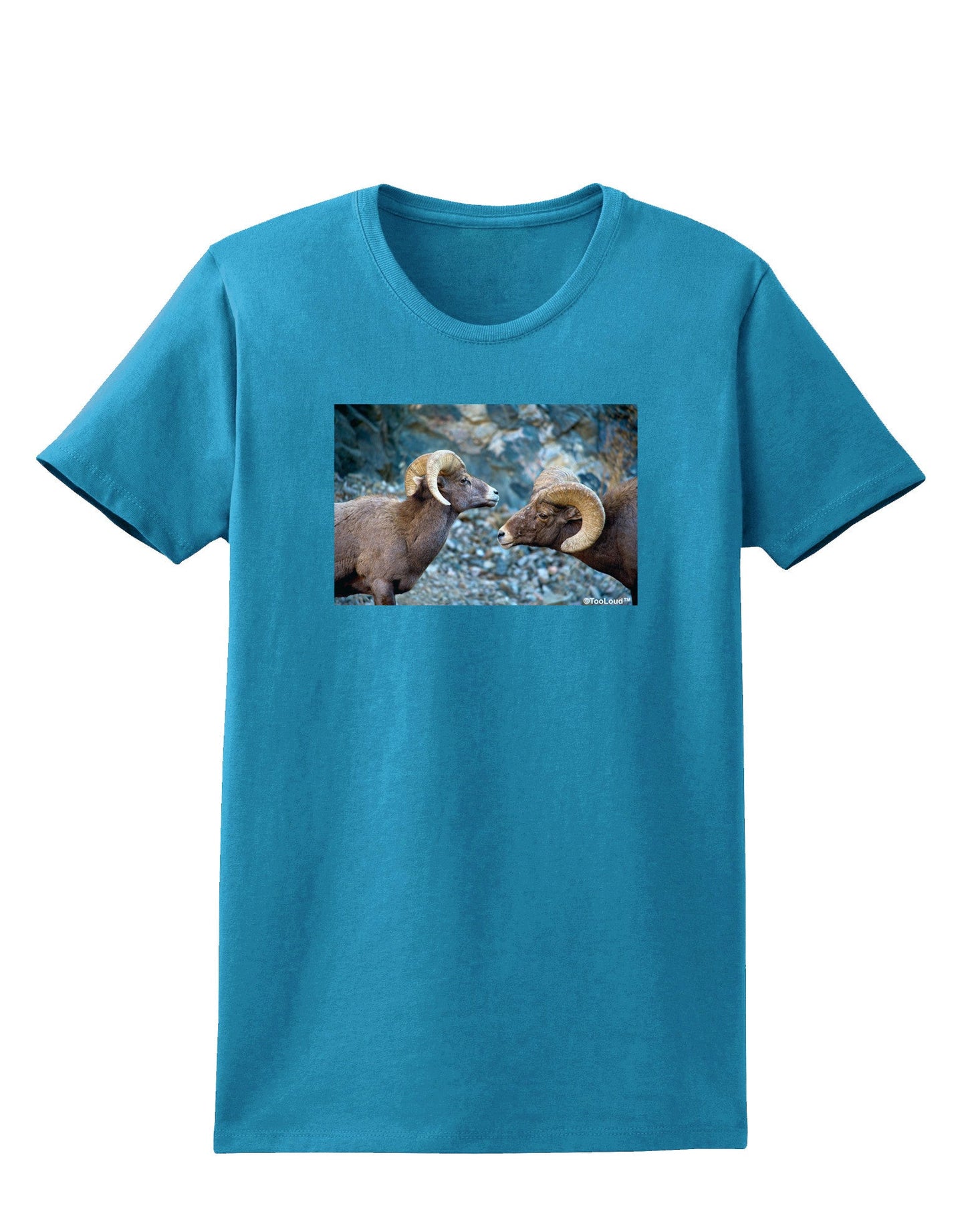 TooLoud Two Bighorn Rams Womens Dark T-Shirt-TooLoud-Turquoise-X-Small-Davson Sales