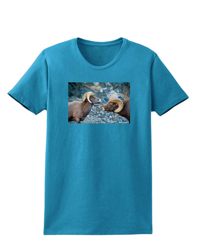 TooLoud Two Bighorn Rams Womens Dark T-Shirt-TooLoud-Turquoise-X-Small-Davson Sales