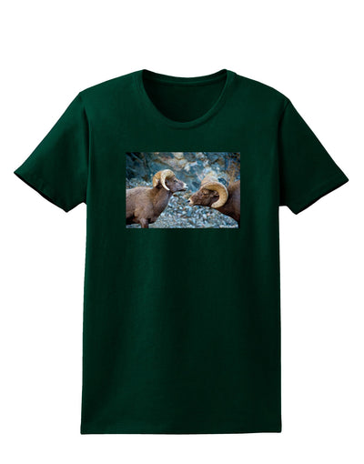 TooLoud Two Bighorn Rams Womens Dark T-Shirt-TooLoud-Forest-Green-Small-Davson Sales