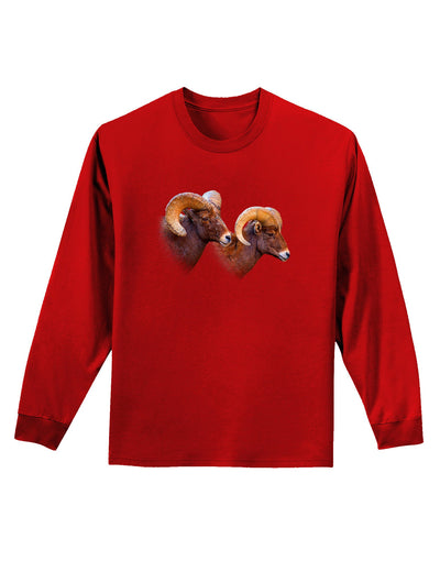 TooLoud Two Majestic Bighorn Rams Adult Long Sleeve Dark T-Shirt-TooLoud-Red-Small-Davson Sales