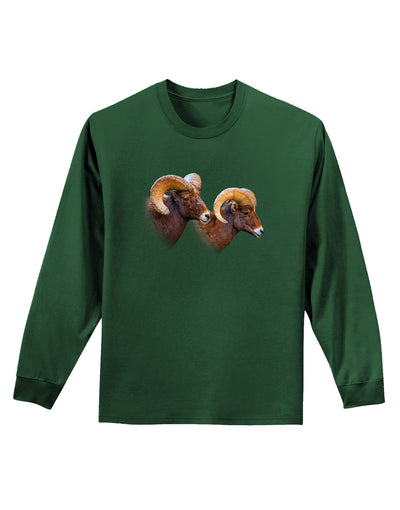 TooLoud Two Majestic Bighorn Rams Adult Long Sleeve Dark T-Shirt-TooLoud-Dark-Green-Small-Davson Sales