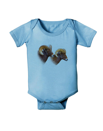 TooLoud Two Majestic Bighorn Rams Baby Romper Bodysuit-Baby Romper-TooLoud-LightBlue-06-Months-Davson Sales