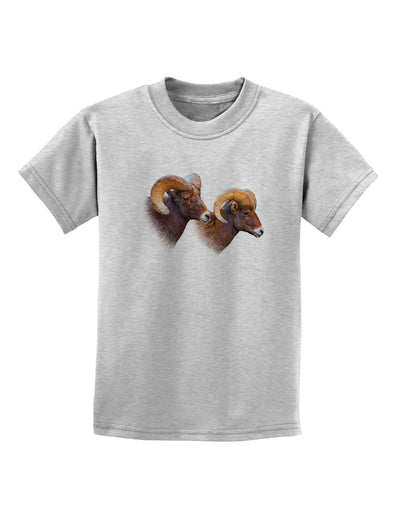 TooLoud Two Majestic Bighorn Rams Childrens T-Shirt-Childrens T-Shirt-TooLoud-AshGray-X-Small-Davson Sales