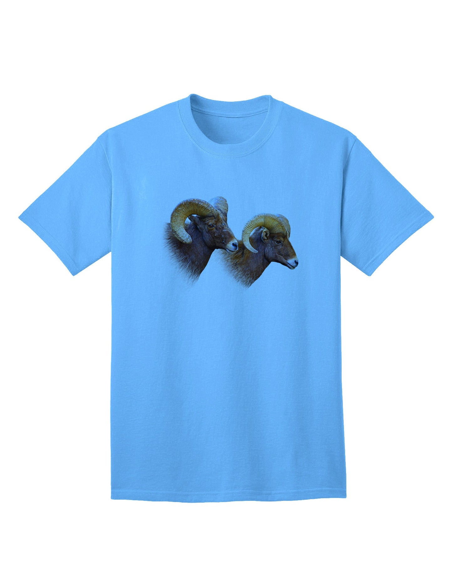 TooLoud Two Majestic Bighorn Rams - Premium Adult T-Shirt for the Modern Trendsetter-Mens T-shirts-TooLoud-Aquatic-Blue-Small-Davson Sales