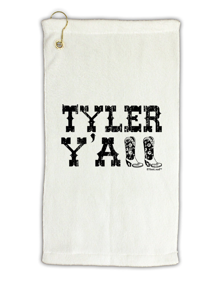 TooLoud Tyler Y'all - Southwestern Style Micro Terry Gromet Golf Towel 16 x 25 inch-Golf Towel-TooLoud-White-Davson Sales