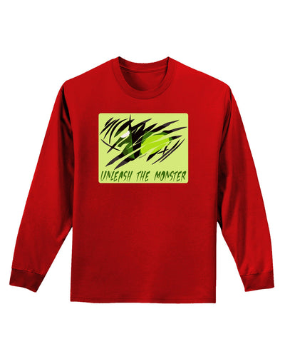 TooLoud Unleash The Monster Adult Long Sleeve Dark T-Shirt-TooLoud-Red-Small-Davson Sales