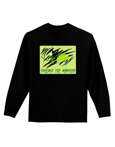 TooLoud Unleash The Monster Adult Long Sleeve Dark T-Shirt-TooLoud-Black-Small-Davson Sales