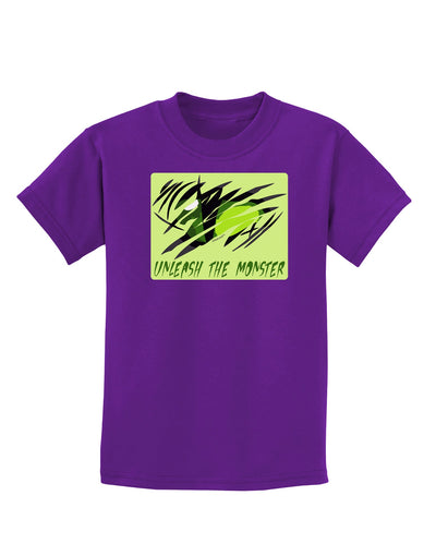 TooLoud Unleash The Monster Childrens Dark T-Shirt-Childrens T-Shirt-TooLoud-Purple-X-Small-Davson Sales