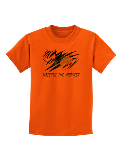 TooLoud Unleash The Monster Childrens T-Shirt-Childrens T-Shirt-TooLoud-Orange-X-Small-Davson Sales