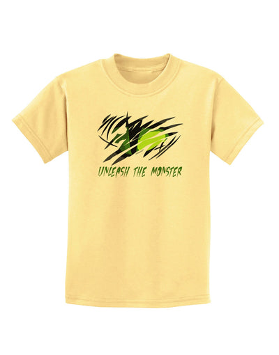 TooLoud Unleash The Monster Childrens T-Shirt-Childrens T-Shirt-TooLoud-Daffodil-Yellow-X-Small-Davson Sales