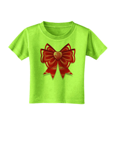 TooLoud Valentine's Day Heart Bow Toddler T-Shirt-Toddler T-Shirt-TooLoud-Lime-Green-2T-Davson Sales