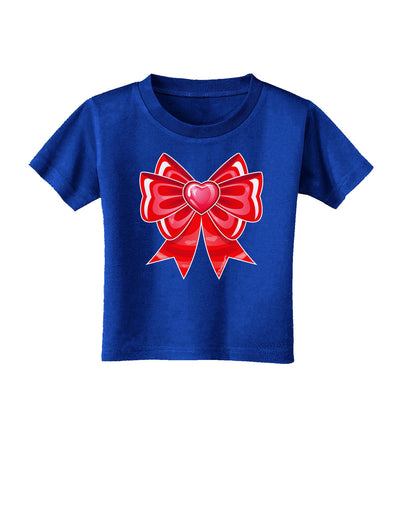 TooLoud Valentine's Day Heart Bow Toddler T-Shirt Dark-Toddler T-Shirt-TooLoud-Royal-Blue-2T-Davson Sales