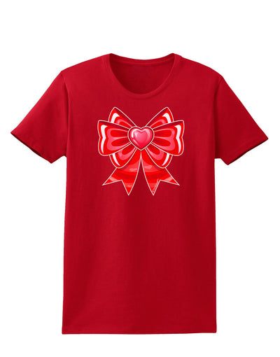 TooLoud Valentine's Day Heart Bow Womens Dark T-Shirt-TooLoud-Red-X-Small-Davson Sales