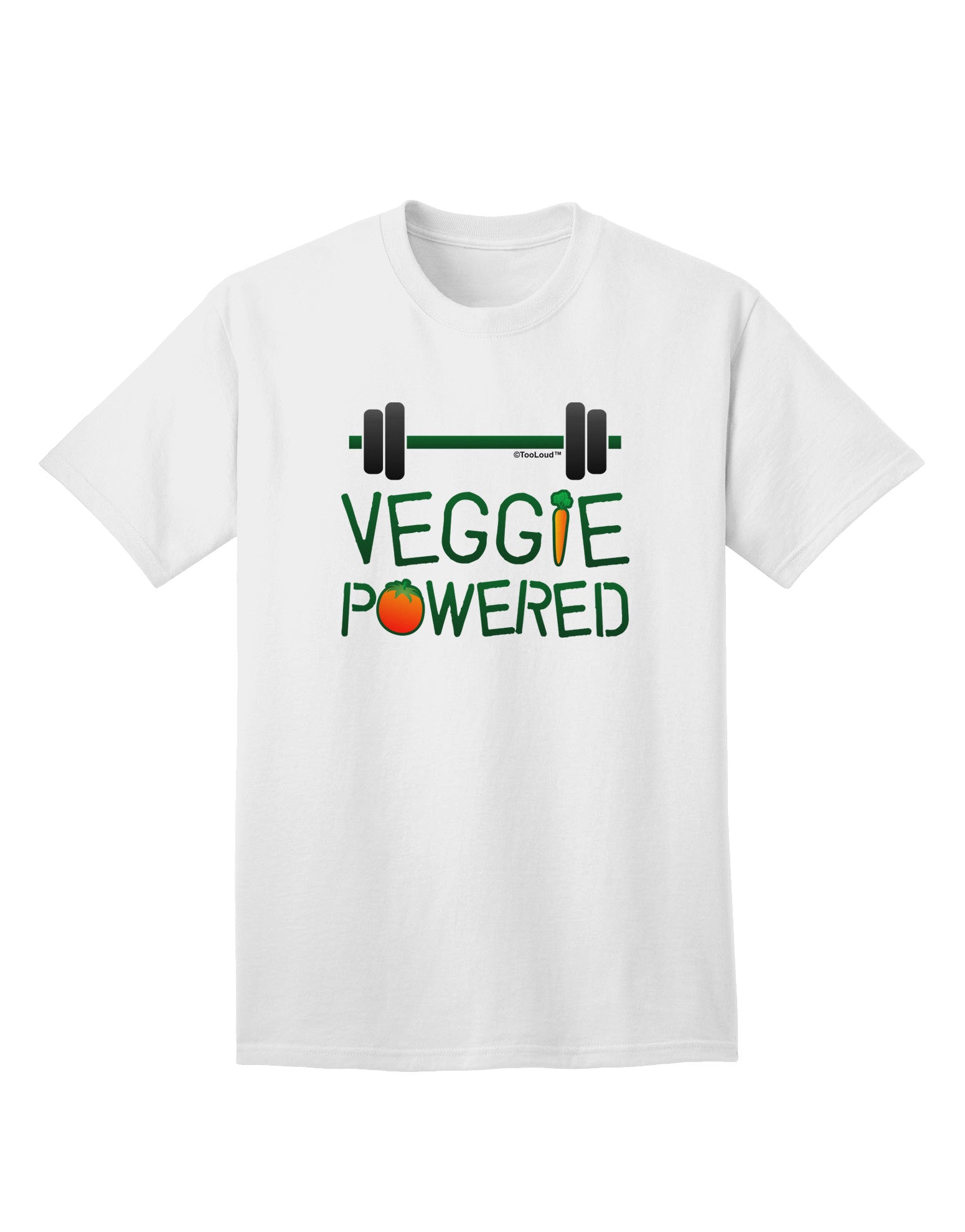 TooLoud Veggie Powered Adult T-Shirt - Eco-Friendly Fashion Statement for Health Conscious Individuals-Mens T-shirts-TooLoud-White-Small-Davson Sales