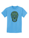 TooLoud Version 8 Gold Day of the Dead Calavera Childrens T-Shirt-Childrens T-Shirt-TooLoud-Aquatic-Blue-X-Small-Davson Sales