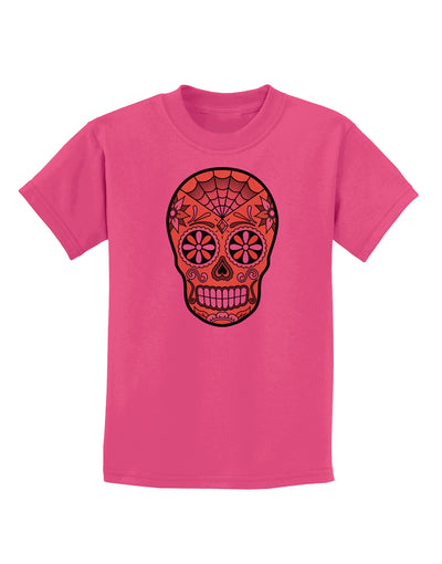 TooLoud Version 8 Gold Day of the Dead Calavera Childrens T-Shirt-Childrens T-Shirt-TooLoud-Sangria-X-Small-Davson Sales