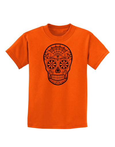 TooLoud Version 8 Gold Day of the Dead Calavera Childrens T-Shirt-Childrens T-Shirt-TooLoud-Orange-X-Small-Davson Sales