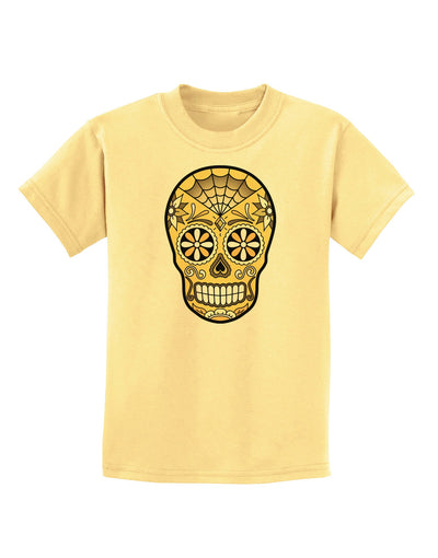 TooLoud Version 8 Gold Day of the Dead Calavera Childrens T-Shirt-Childrens T-Shirt-TooLoud-Daffodil-Yellow-X-Small-Davson Sales
