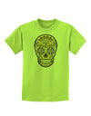 TooLoud Version 8 Gold Day of the Dead Calavera Childrens T-Shirt-Childrens T-Shirt-TooLoud-Lime-Green-X-Small-Davson Sales