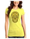 TooLoud Version 8 Gold Day of the Dead Calavera Juniors T-Shirt-Womens Juniors T-Shirt-TooLoud-Yellow-Juniors Fitted XS-Davson Sales