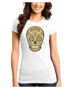 TooLoud Version 8 Gold Day of the Dead Calavera Juniors T-Shirt-Womens Juniors T-Shirt-TooLoud-White-Juniors Fitted XS-Davson Sales