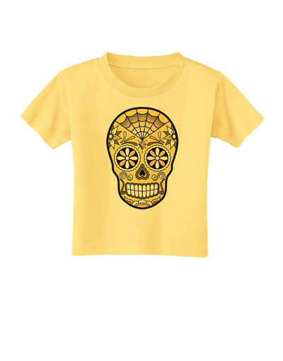 TooLoud Version 8 Gold Day of the Dead Calavera Toddler T-Shirt-Toddler T-Shirt-TooLoud-Daffodil-Yellow-2T-Davson Sales